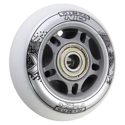 PU 70x24 82A White Wheels & ABEC-7 Bearings Set