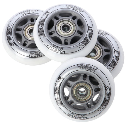 PU 70x24 82A White Wheels & ABEC-7 Bearings Set