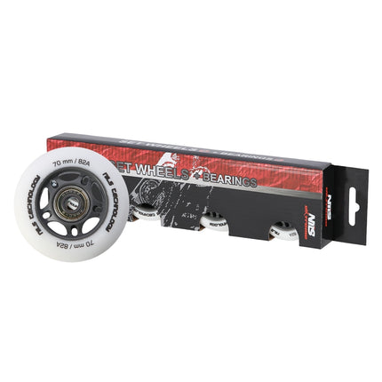 PU 70x24 82A White Wheels & ABEC-9 Bearings Set