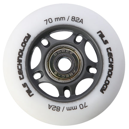 PU 70x24 82A White Wheels & ABEC-9 Bearings Set