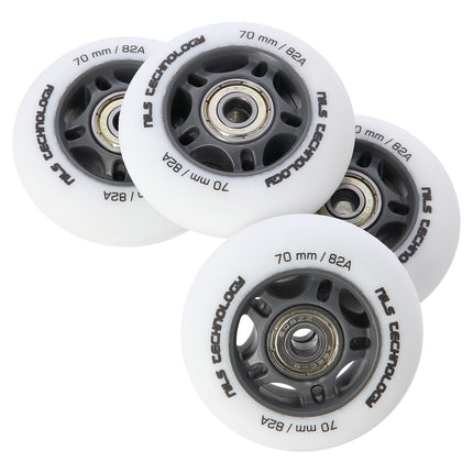 PU 70x24 82A White Wheels & ABEC-9 Bearings Set
