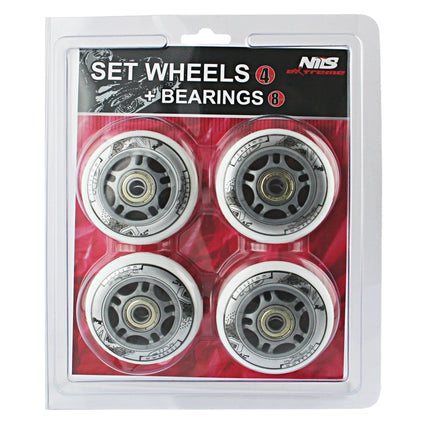 PU 70x24 Weiße Rollen 82A (4) + ABEC-7 Kugellager (8) Set