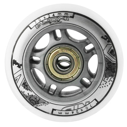 PU 70x24 Weiße Rollen 82A (4) + ABEC-7 Kugellager (8) Set