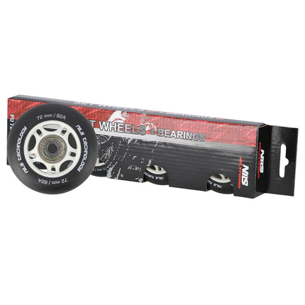 PU 72x24 82A černá kolečka na skateboard a ložiska ABEC-9, sada