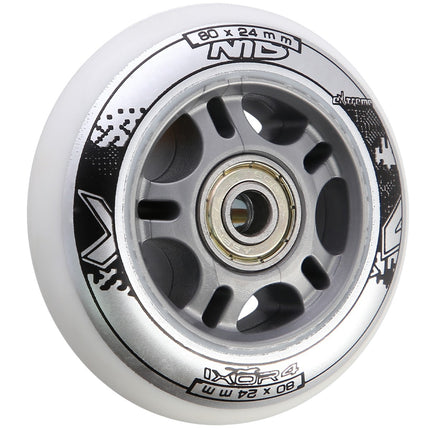 PU 80x24 Wheels, White, 4 Pcs + ABEC-7 Bearings, 8 Pcs