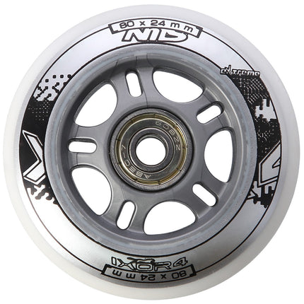 PU 80x24 Wheels, White, 4 Pcs + ABEC-7 Bearings, 8 Pcs