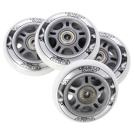 PU 80x24 Wheels, White, 4 Pcs + ABEC-7 Bearings, 8 Pcs