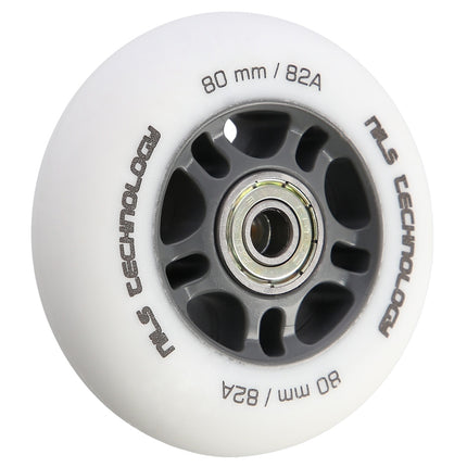PU-Rollen 80x24, Weiß, 4 Stück + ABEC-9 Kugellager, 8er Set