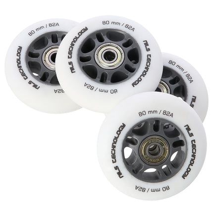 PU-Rollen 80x24, Weiß, 4 Stück + ABEC-9 Kugellager, 8er Set