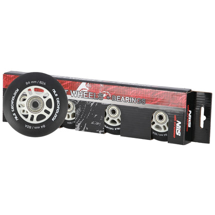 PU 84x24 82A Schwarz Skaterollen & ABEC-9 Kugellager Set