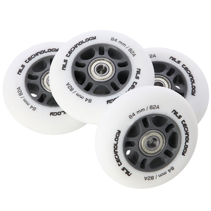 PU 84x24 82A Weiße Rollen & ABEC-9 Kugellager Set