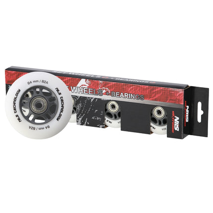 PU 84x24 82A Weiße Rollen & ABEC-9 Kugellager Set