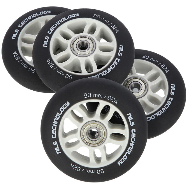 PU 90x24 82A Schwarze Skateboardrollen & ABEC-9 Kugellager Set