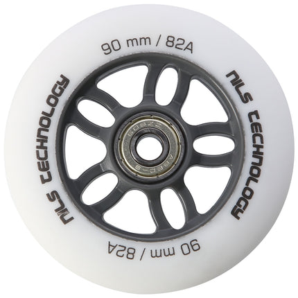 PU 90x24 82A Weiße Rollen & ABEC-9 Kugellager Set