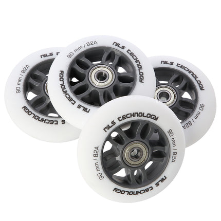 PU 90x24 82A Weiße Rollen & ABEC-9 Kugellager Set