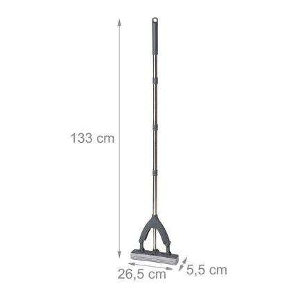 PVA Sponge Mop Set with 3-Chamber Bucket, Stainless Handle