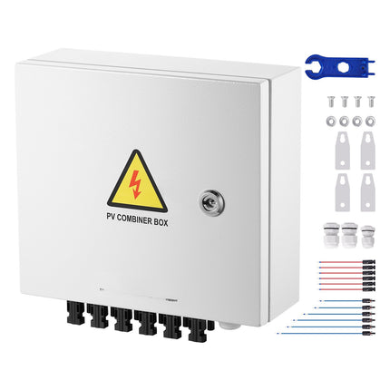 PV Combiner Box, 6-String, IP65, 15A Fuses, 125A Breaker