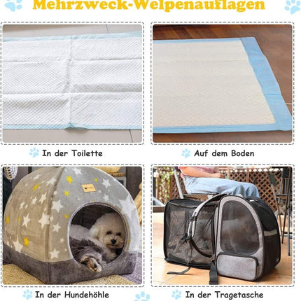 100 Stück Hundetrainingsunterlagen mit auslaufsicherem 5-Lagen-Design Welpenunterlagen 60 x 60 cm