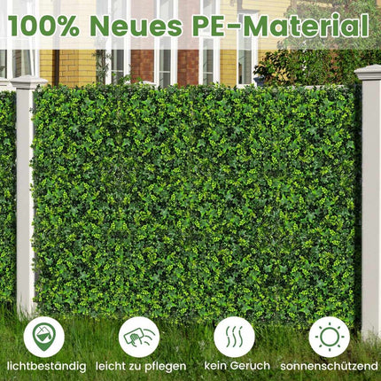 Pack of 12 Artificial Hedge Plant Wall 50.5 x 50.5 cm UV Protected Mixed Leaves