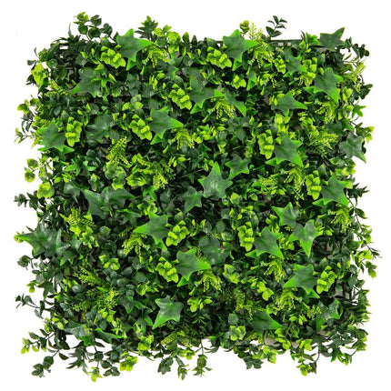 Pack of 12 Artificial Hedge Plant Wall 50.5 x 50.5 cm UV Protected Mixed Leaves