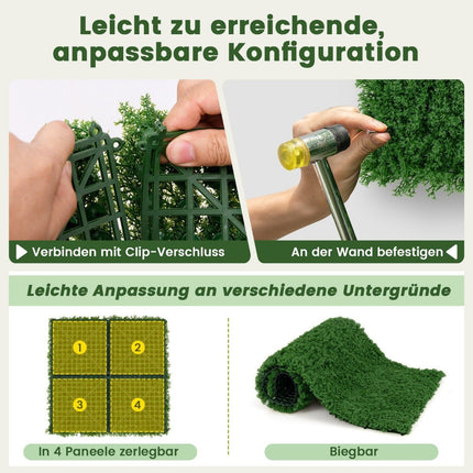 12er Pack Pflanzenwände 50,5 x 50,5 cm Kunstmooswand steckbar dunkelgrün