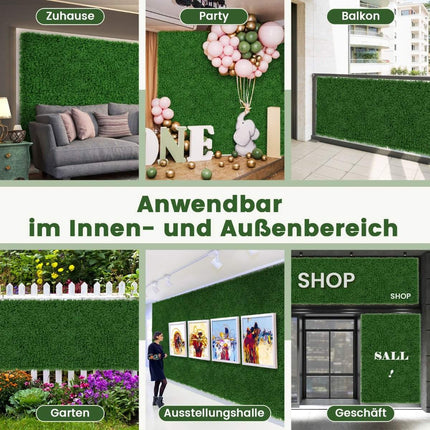 12er Pack Pflanzenwände 50,5 x 50,5 cm Kunstmooswand steckbar dunkelgrün