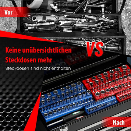 6er Pack Steckschlüsselhalter magnetisch 1/2 Zoll, 3/8 Zoll und 1/4 Zoll Befestigungsschiene für Stecknüsse
