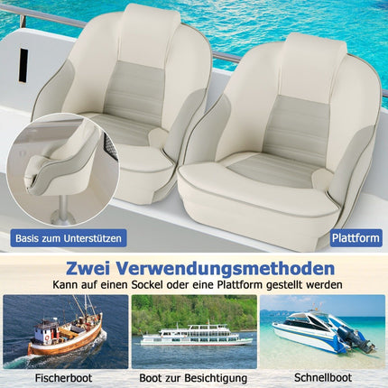 Gepolsterter Bootssitz mit wasserdichtem PVC-Leder und dicker Schwammpolsterung, Bootsstuhl, Weiß