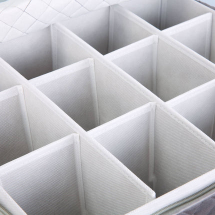 Padded Cup Storage Boxes with Dividers, Set of 2, Grey, 15.5 x 40.5 x 33 cm