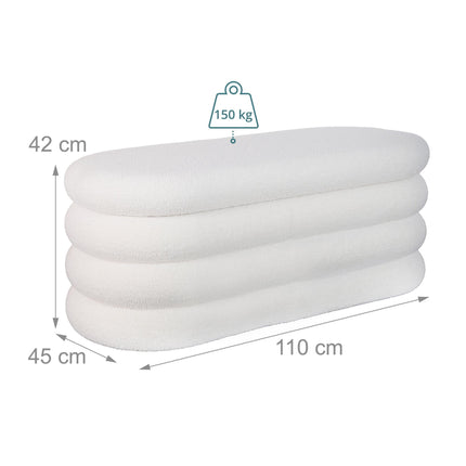 Padded Storage Bench with MDF Frame and Polyester Cover, White
