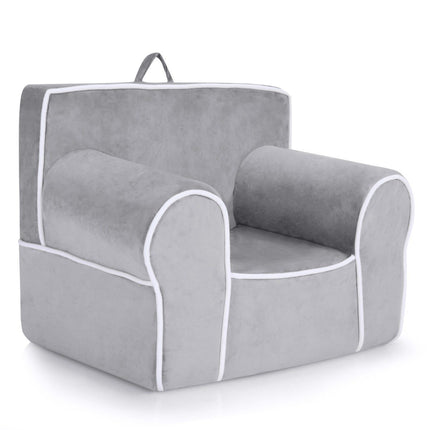 Gepolstertes Kindersofa mit Schaumstofffüllung &amp; Armlehne &amp; Tragegriff 68 x 46 x 50 cm grau