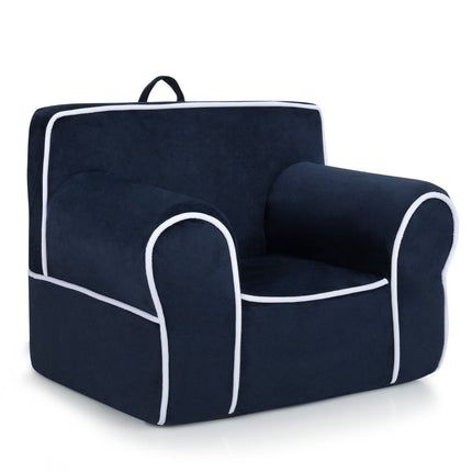 Gepolstertes Kindersofa mit Schaumstofffüllung &amp; Armlehne &amp; Tragegriff 68 x 46 x 50 cm Marineblau