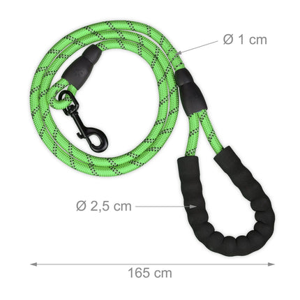 Padded dog leash green 150 cm
