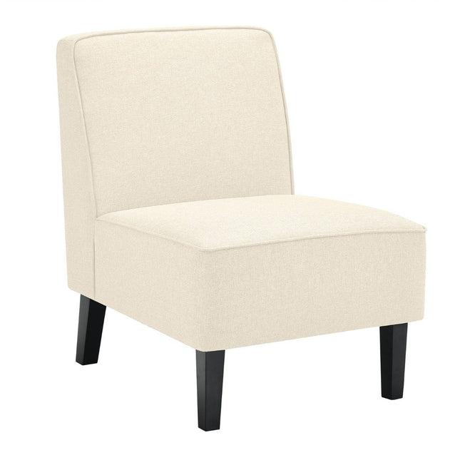 Gepolsterter Loungesessel mit Rückenlehne und Holzbeinen, Akzentstuhl, belastbar bis 150 kg, beige
