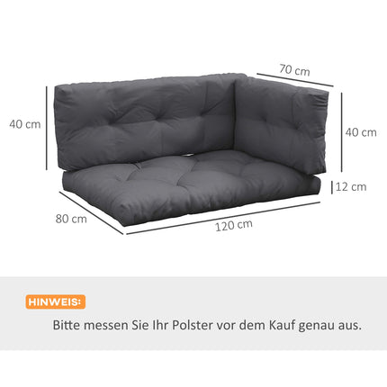 Outdoor Palettenkissen-Set, UV-geschützt, dunkelgrau