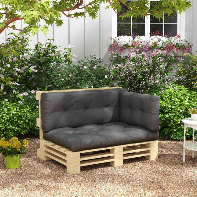 Outdoor Palettenkissen-Set, UV-geschützt, dunkelgrau