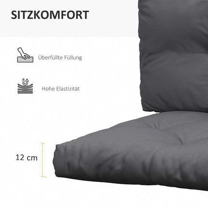 Outdoor Palettenkissen-Set, UV-geschützt, dunkelgrau