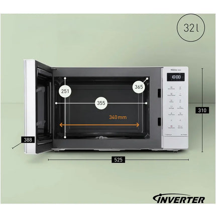 Panasonic Inverter Microwave Oven 32L 1000W with Junior Menu, White