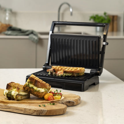 Panini-Grill 1000W, Keramik-Antihaftbeschichtung, vertikale Aufbewahrung