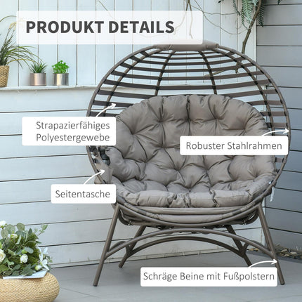 Papasan-Sessel mit Kissen, klappbares Stahlgestell für die Terrasse