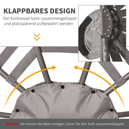 Papasan-Sessel mit Kissen, klappbares Stahlgestell für die Terrasse