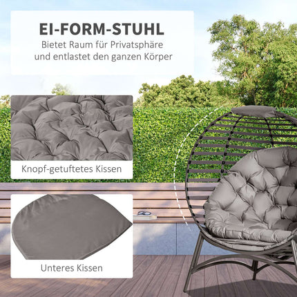 Papasan-Sessel mit Kissen, klappbares Stahlgestell für die Terrasse