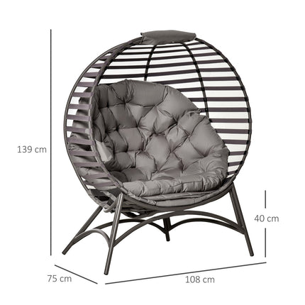 Papasan-Sessel mit Kissen, klappbares Stahlgestell für die Terrasse