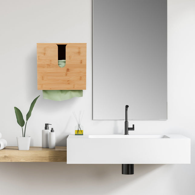 Paper Towel Dispenser Bamboo With Lid