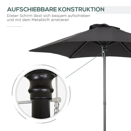 Hexagonaler Sonnenschirm Ø196 cm, drehbar, windfest, schwarz