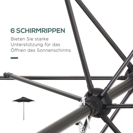 Hexagonaler Sonnenschirm Ø196 cm, drehbar, windfest, schwarz