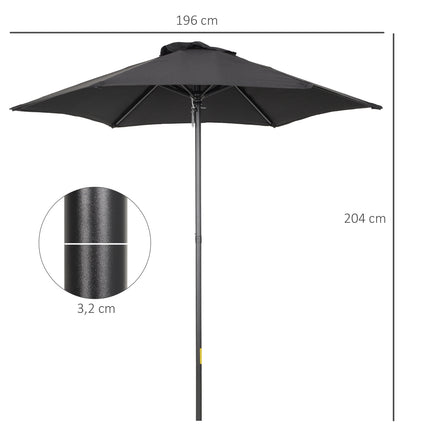 Hexagonaler Sonnenschirm Ø196 cm, drehbar, windfest, schwarz