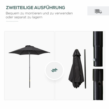 Hexagonaler Sonnenschirm Ø196 cm, drehbar, windfest, schwarz