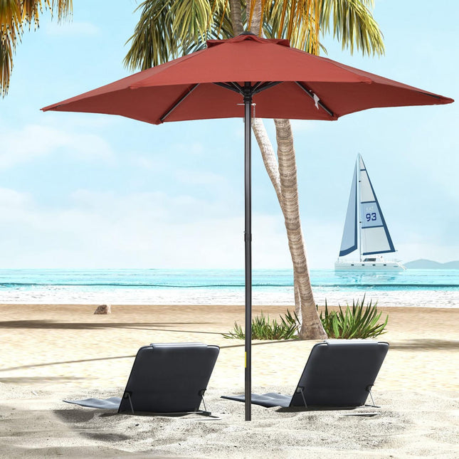 Rotierender winddichter Sonnenschirm Ø196 cm – Bordeauxfarbener Sonnenschutz