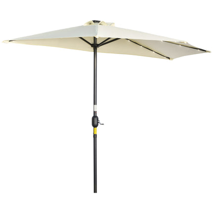 Halbschirm mit LED-Beleuchtung, Handkurbel, Solarpanel, beige